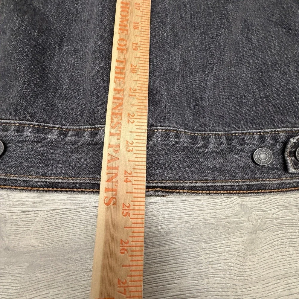 Levi's Stock Trucker Jacket Men's Small Black Denim Corduroy Collar Workwear